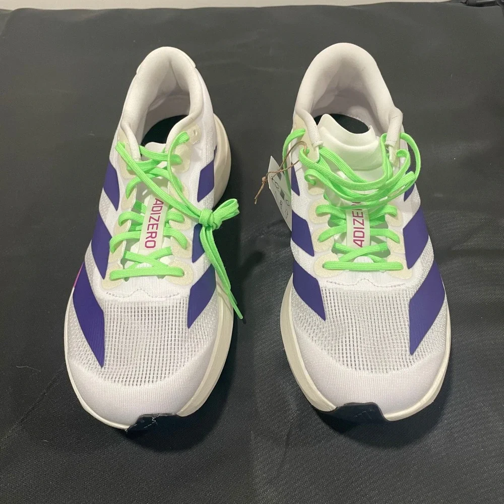 Adidas Adizero Evo SL Running Shoes White Purple Pink JS4456 Men 9.5 Womens 10.5